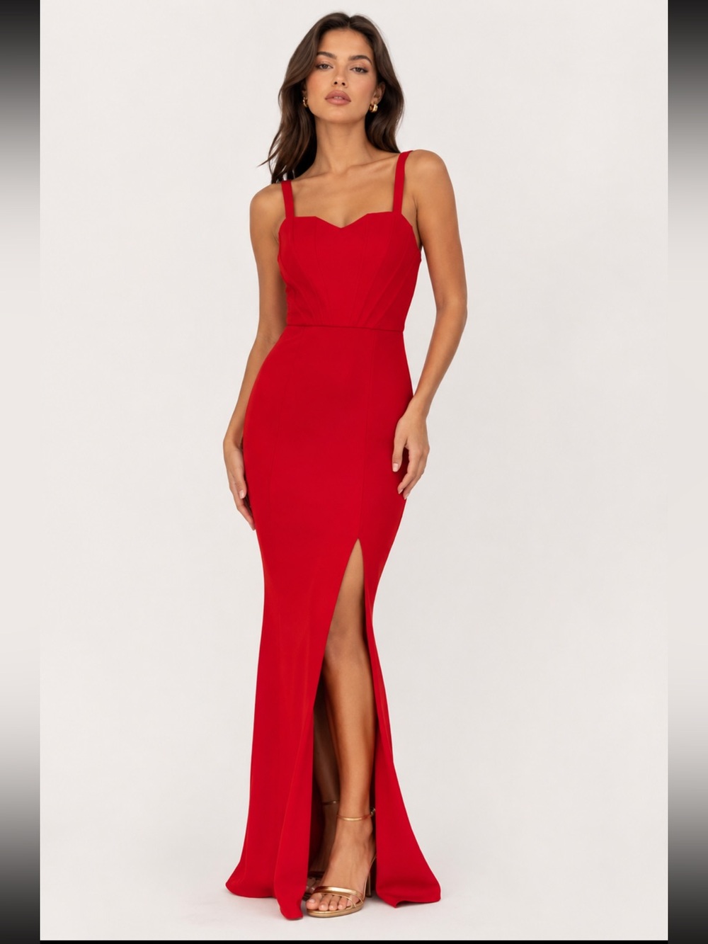 Pia Gladys Perey Elegant Red Maxi Dress NWT